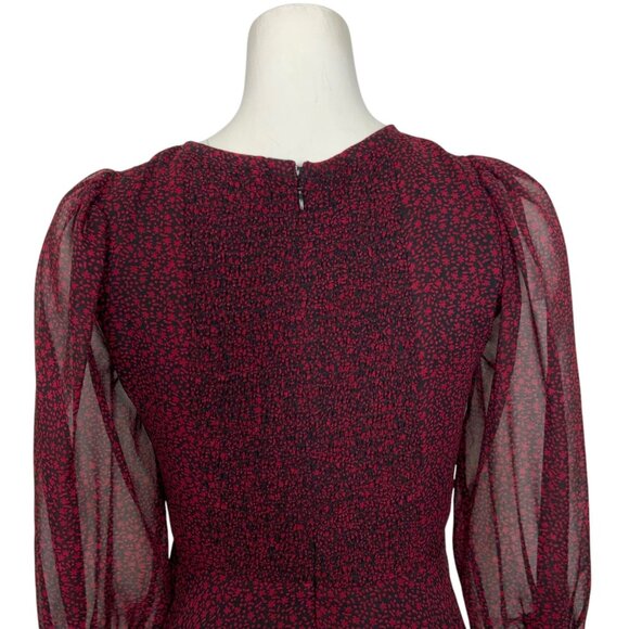 Revolve X Cleobella Genova Dress XS Red Floral Sheer Balloon Sleeve Mini Party - Picture 8 of 12